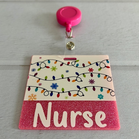 Glitter Badge Buddy | Nurse Card Holder | RN ID Tag Backer and Retractable Reel - Picture 8 of 12